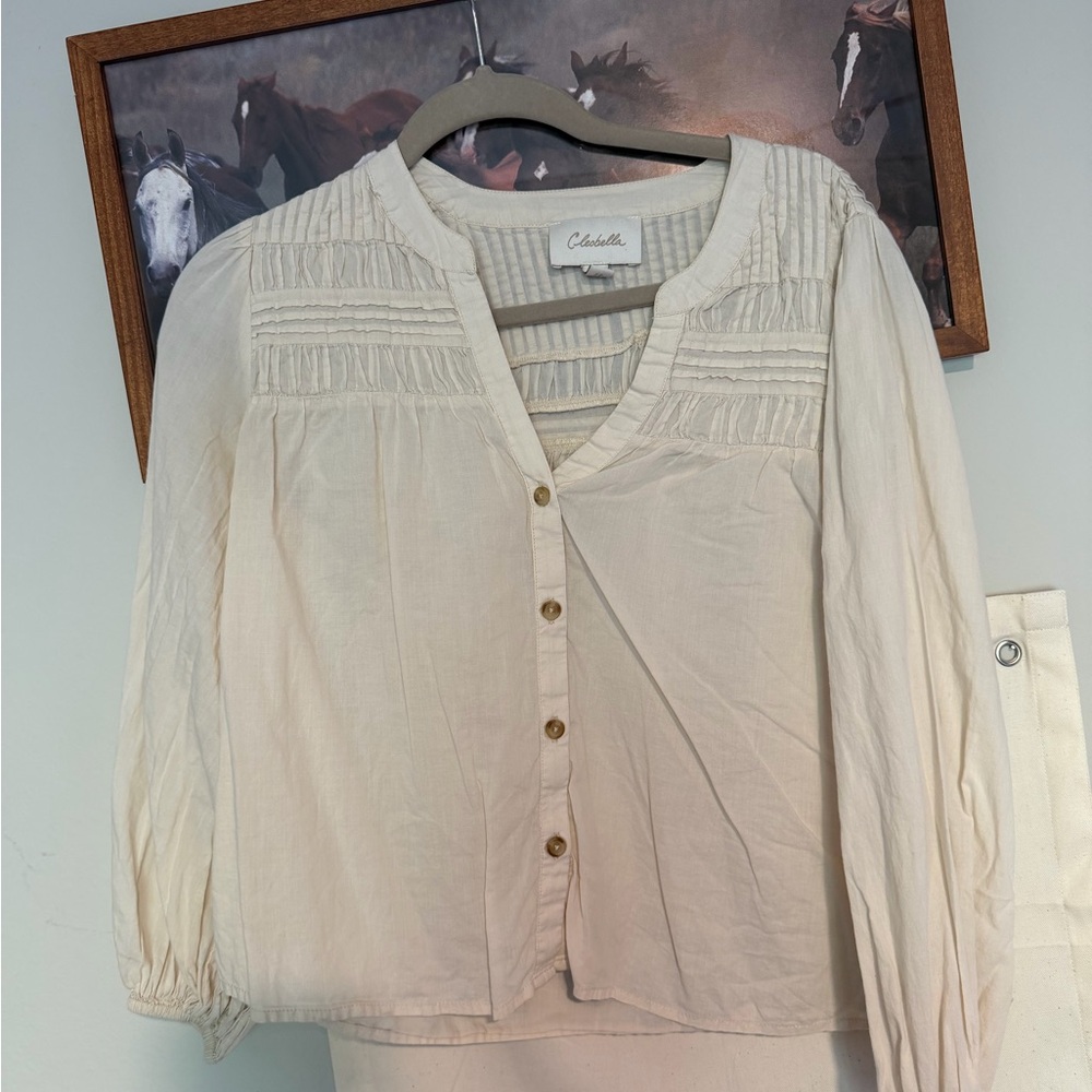Cleobella Ivory Button-Up Blouse
